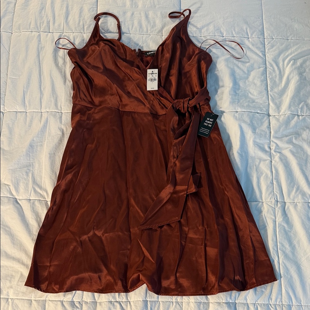 Express Rust Satin Dress